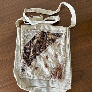 Flying High Cotton Beige  Crossbody Sling Bag / Hippie Hobo India